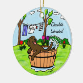 Chocolade Labrador Puppy Pool Keramisch Ornament (Links)