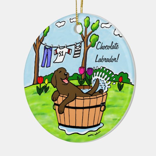 Chocolade Labrador Puppy Pool Keramisch Ornament (Links)