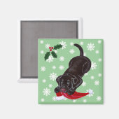Chocolade Labrador Puppy & Santa Hoed Kerstmis Magneet (Voorkant / Achterkant)