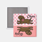 Chocolade Labrador Puppy Schoon / Vuile vaatwasser Magneet (Voorkant / Achterkant)