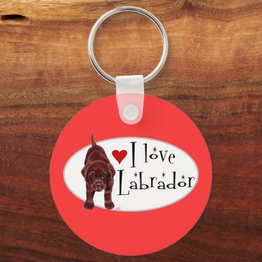 Chocolade Labrador Puppy Sleutelhanger (Voorkant)
