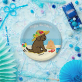 Chocolade Labrador Puppy Straw Pet Birthday Papieren Bordje (Feest)