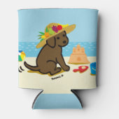 Chocolade Labrador Puppy Straw Pet Cartoon Blikjeskoeler (Voorkant)