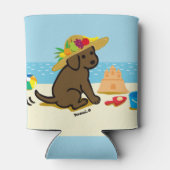 Chocolade Labrador Puppy Straw Pet Cartoon Blikjeskoeler (Achterkant)