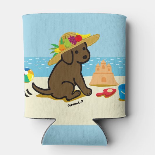 Chocolade Labrador Puppy Straw Pet Cartoon Blikjeskoeler (Achterkant)