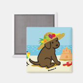 Chocolade Labrador Puppy Straw Pet Cartoon Magneet (Voorkant / Achterkant)