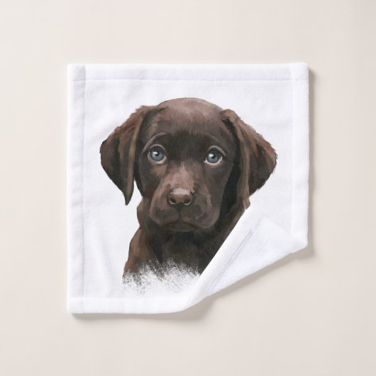 Chocolade Labrador Puppy Washandje (Wasdoekje)
