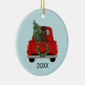 Chocolade Labrador Red Kersttruck Keramisch Ornament (Rechts)
