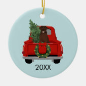 Chocolade Labrador Red Kersttruck Keramisch Ornament (Voorkant)