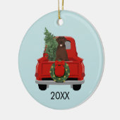 Chocolade Labrador Red Kersttruck Keramisch Ornament (Links)