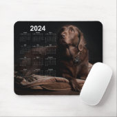 Chocolade Labrador Retriever 2024 Kalender Muismat (Met muis)