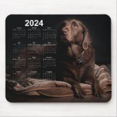 Chocolade Labrador Retriever 2024 Kalender Muismat (Voorkant)