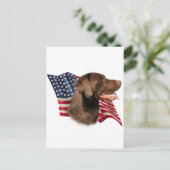 Chocolade Labrador Retriever Amerikaanse vlag Briefkaart (Staand voorkant)