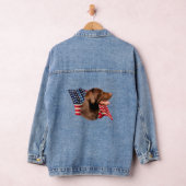 Chocolade Labrador Retriever Amerikaanse vlag Denim Jacket (Hangar)