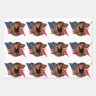 Chocolade Labrador Retriever Amerikaanse vlag Inpakpapier Vel