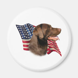 Chocolade Labrador Retriever Amerikaanse vlag Magneet