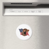 Chocolade Labrador Retriever Amerikaanse vlag Magneet (Insitu (Vaatwasser))