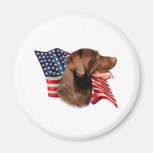 Chocolade Labrador Retriever Amerikaanse vlag Magneet