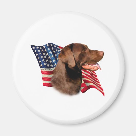 Chocolade Labrador Retriever Amerikaanse vlag Magneet (Voorkant)
