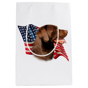 Chocolade Labrador Retriever Amerikaanse vlag Medium Cadeauzakje