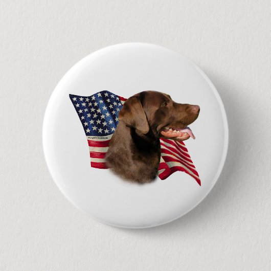Chocolade Labrador Retriever Amerikaanse vlag Ronde Button 5,7 Cm (Voorkant)