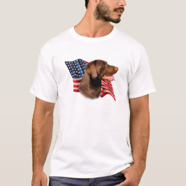 Chocolade Labrador Retriever Amerikaanse vlag T-shirt