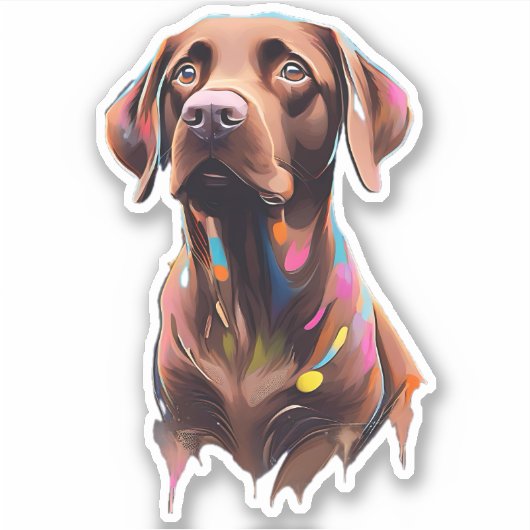 Chocolade Labrador Retriever, "Beau" Vinyl Decal, Sticker (Voorkant)