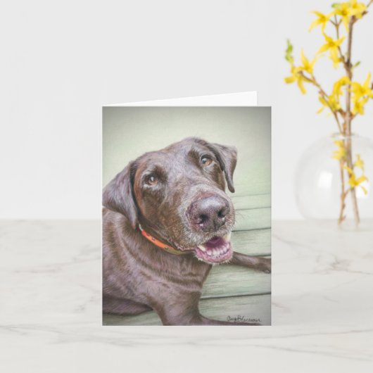 Chocolade Labrador retriever blanco briefkaart (Gele Bloem)