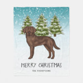 Chocolade Labrador Retriever Blauwe besneeuwde Ker Fleece Deken (Voorkant)