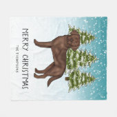 Chocolade Labrador Retriever Blauwe besneeuwde Ker Fleece Deken (Voorkant (Horizontaal))