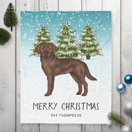 Chocolade Labrador Retriever Blauwe besneeuwde Ker Fleece Deken