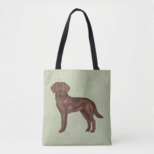 Chocolade Labrador Retriever Bruine Lab Hond Groen Tote Bag (Voorkant)