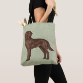 Chocolade Labrador Retriever Bruine Lab Hond Groen Tote Bag (Dichtbij)