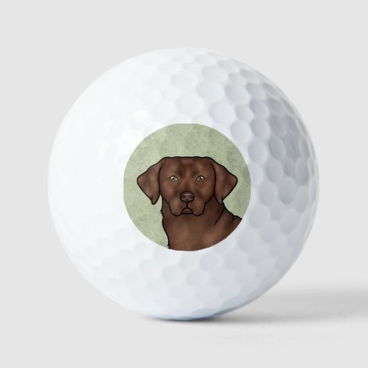 Chocolade Labrador Retriever Cartoon Dog Head Golfballen (Voorkant)