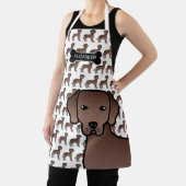 Chocolade Labrador Retriever Cartoon Dog & Name Schort (Insitu)
