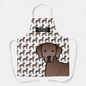 Chocolade Labrador Retriever Cartoon Dog & Name Schort (Voorkant)