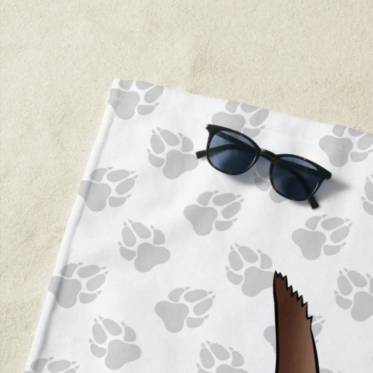 Chocolade Labrador Retriever Cartoon Dog & Name Strandlaken (In situ)