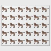 Chocolade Labrador Retriever Cartoon Dog Patroon Cadeaupapier (Vlak)