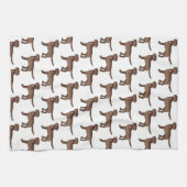 Chocolade Labrador Retriever Cartoon Dog Patroon Theedoek (Horizontaal)