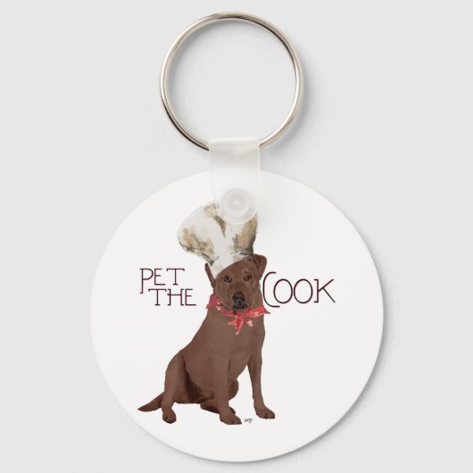 Chocolade Labrador Retriever Chef Sleutelhanger (Voorkant)