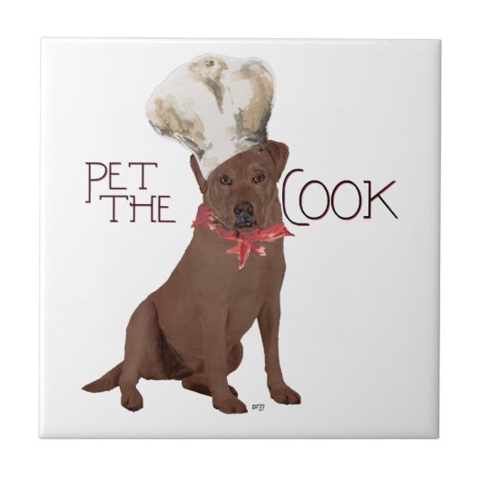 Chocolade Labrador Retriever Chef Tegeltje (Voorkant)