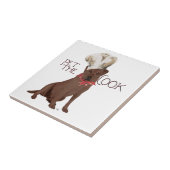 Chocolade Labrador Retriever Chef Tegeltje (Zijkant)