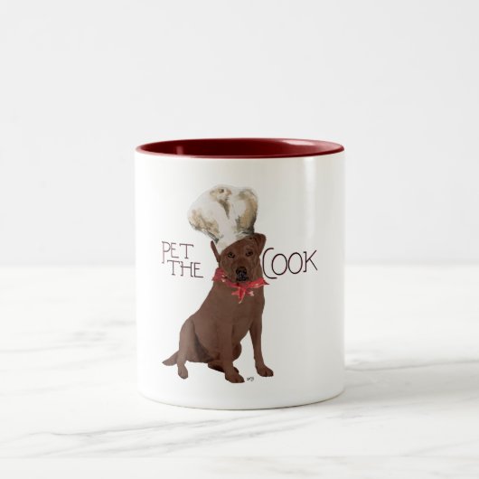 Chocolade Labrador Retriever Chef Tweekleurige Koffiemok (Center)