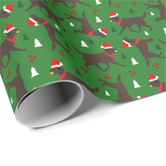 Chocolade Labrador Retriever Choc Labs Kerstmis Cadeaupapier (Rol Hoek)