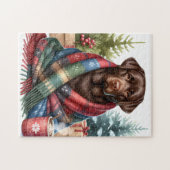 Chocolade Labrador Retriever Cosy Dog Christmas Legpuzzel (Horizontaal)