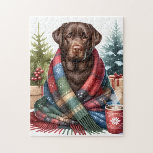 Chocolade Labrador Retriever Cosy Dog Christmas Legpuzzel (Verticaal)