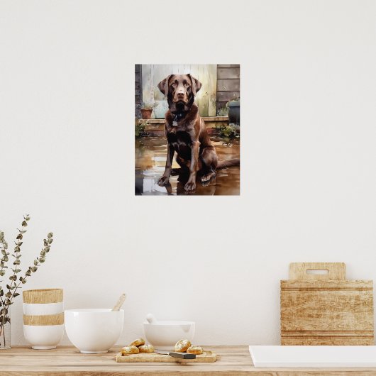 Chocolade Labrador Retriever Dog Art Print Poster (Keuken)