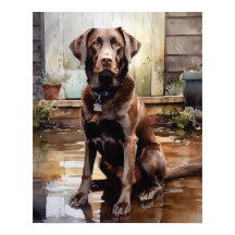 Chocolade Labrador Retriever Dog Art Print Poster