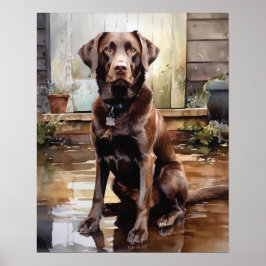 Chocolade Labrador Retriever Dog Art Print Poster