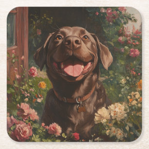 Chocolade Labrador Retriever Dog Cottage Garden Kartonnen Onderzetters